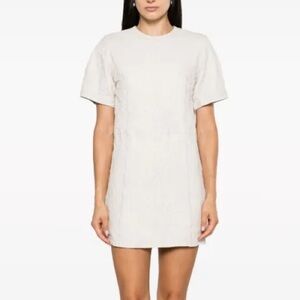 NWT Zadig & Voltaire Riddy Crinkled Leather Mini Dress Ecru Ivory Sz L